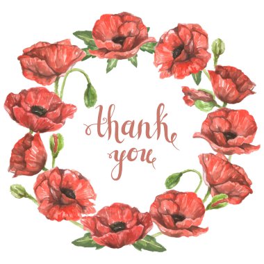 Kırmızı haşhaş çelenk