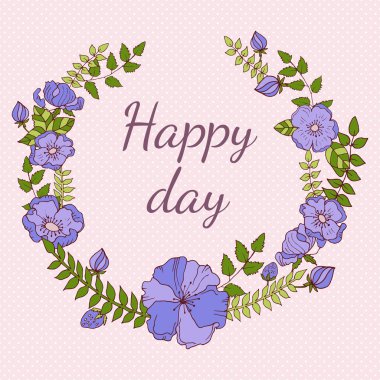 mor çiçekli çerçeve