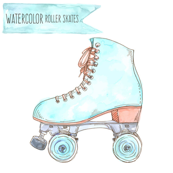 Акварельный ретро-скейт
