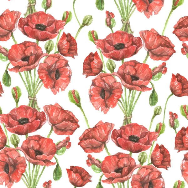 Modèle avec bouquet de coquelicots rouges — Image vectorielle