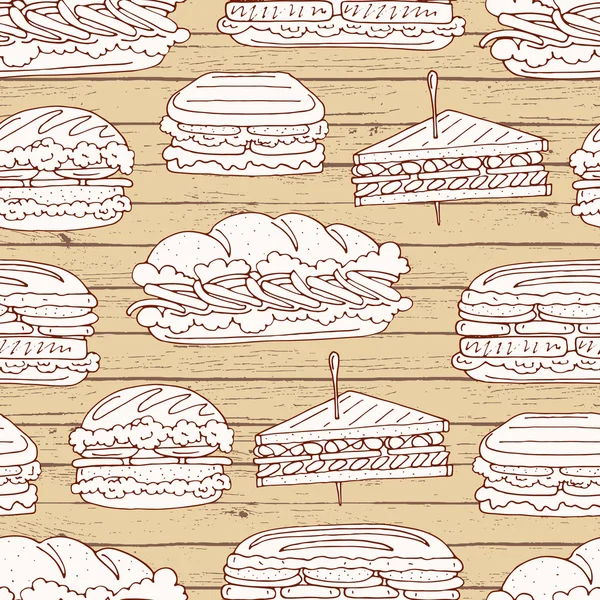 黒グランジ背景にハンバーガーとサンドイッチ — ストックベクタ