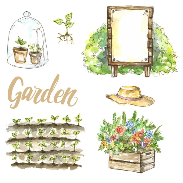 Set of garden items — Stock Vector