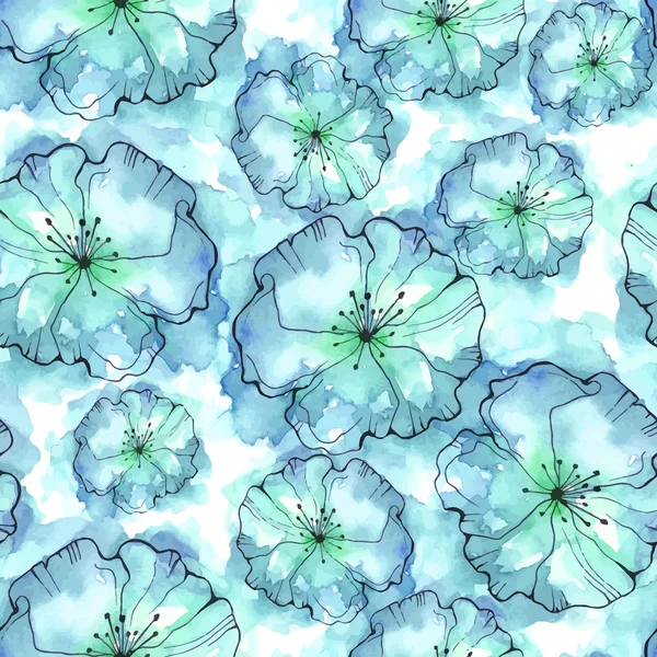 Hermosas flores de color turquesa — Vector de stock