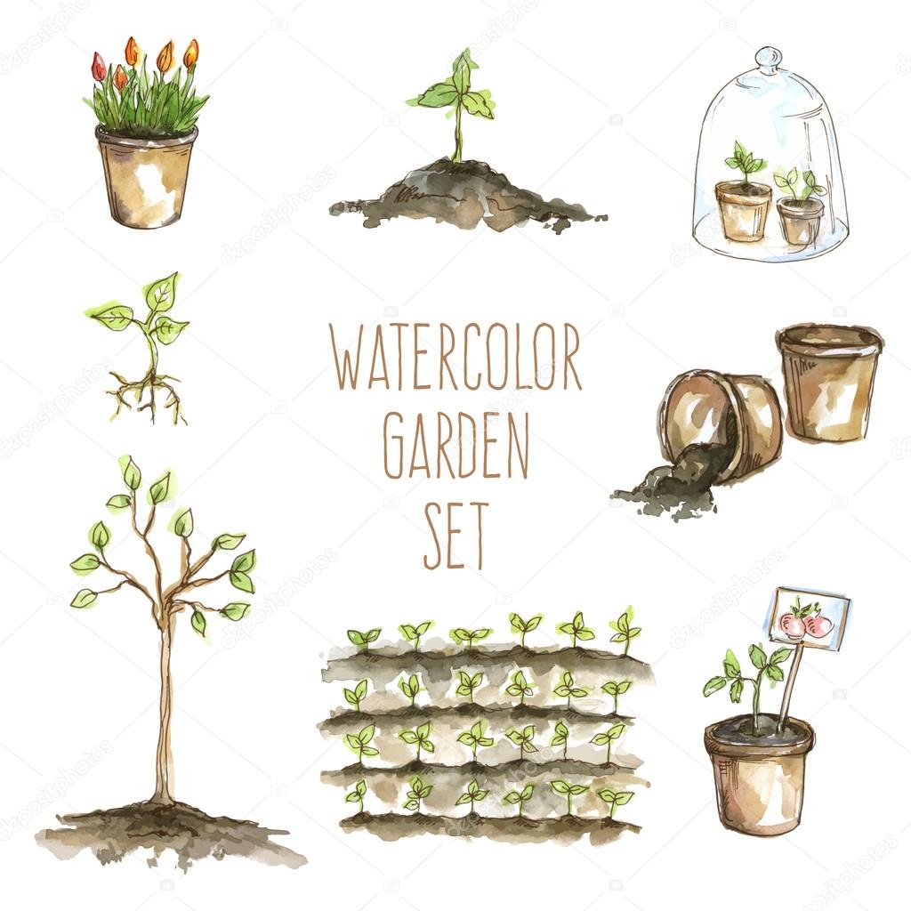 set of garden items