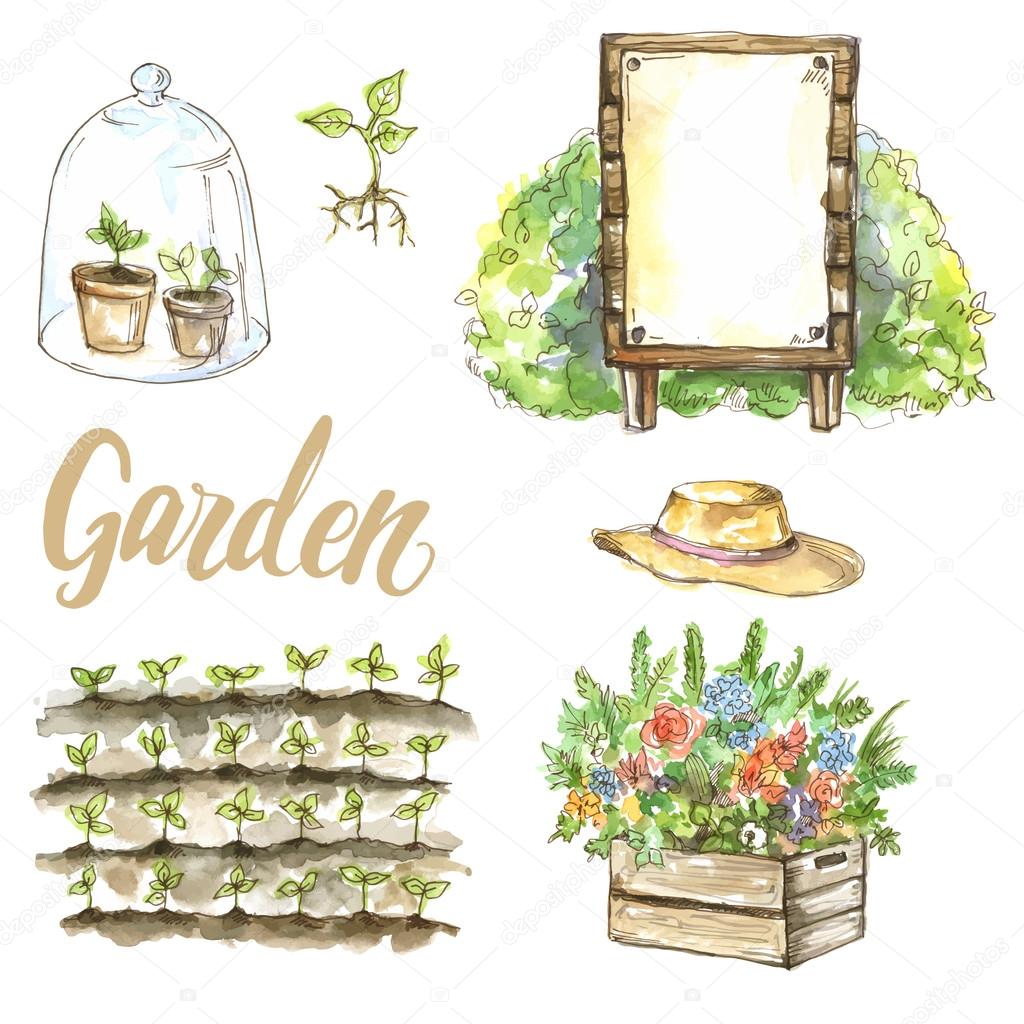 set of garden items