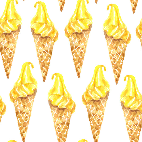 Pattern with ice cream in waffle cones