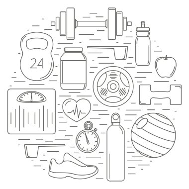 Fitness öğeleri Icons set