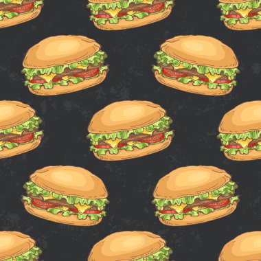 Desen üzerinde karanlık adam hamburger ile