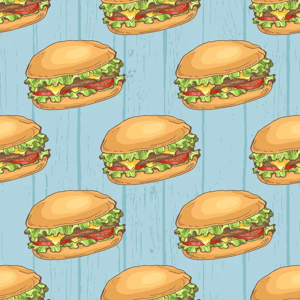 Hamburger üzerinde mavi arka plan deseni