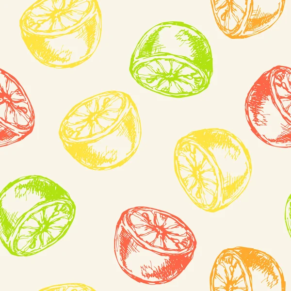 Lemons and limes seamless pattern — Stock Vector