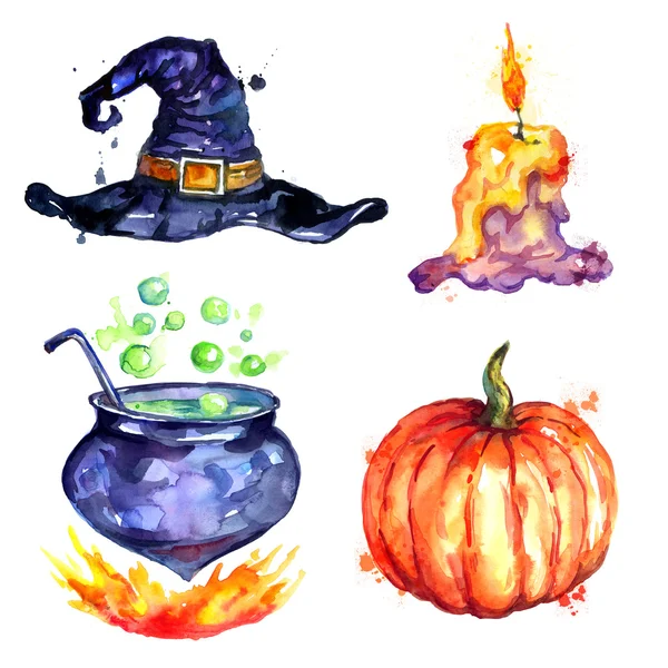 Aquarel Halloween instellen — Stockfoto