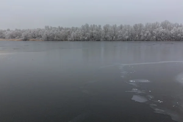 Einsame Insel.Eis auf dem See — Stockfoto