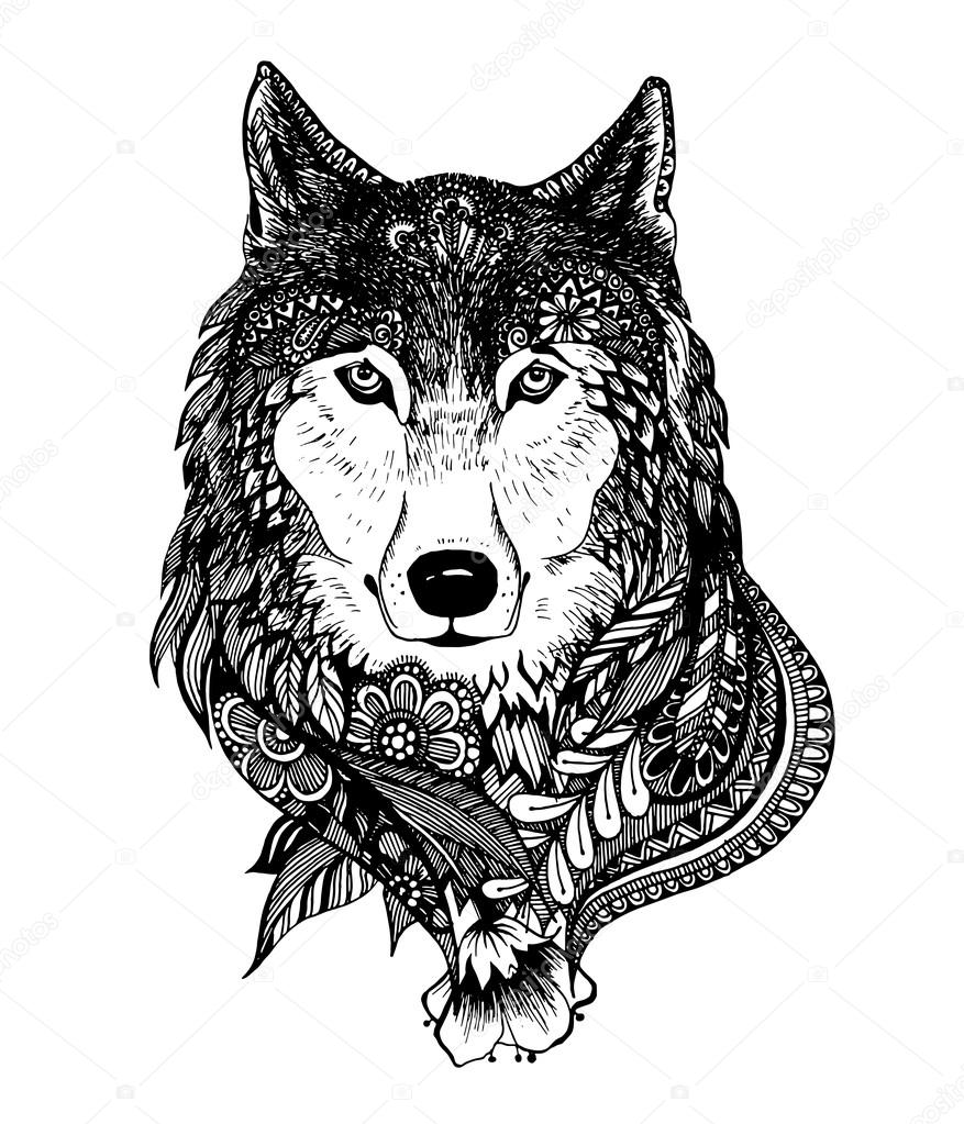 Hand drawn abstract wolf vector illustration — Stock Vector