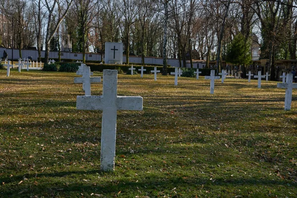   Prague, Czech Republic - March 30, 2021 - Olsany cemeteries - Military Cemetery - honorary military burial ground of the victims of World War I.                              