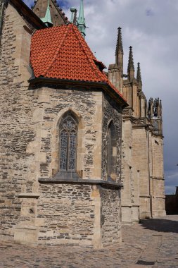   Kolin, Czech Republic - May 22, 2021 - The Church of St. Bartholomew on Bartholomew's Hill one sunny spring afternoon                             