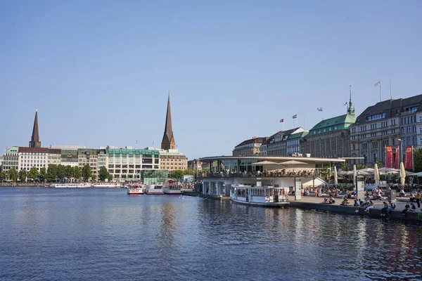 Hamburg Deutschland Juli 2021 Binnenalster Ist Einer Von Zwei Künstlichen — Stockfoto