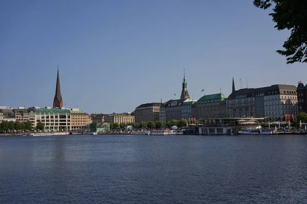 Hamburg Deutschland Juli 2021 Binnenalster Ist Einer Von Zwei Künstlichen — Stockfoto