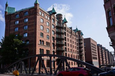 Hamburg, Almanya - 18 Temmuz 2021 - Speicherstadt - Depo Kenti dünyanın en büyük depo bölgesidir.                              