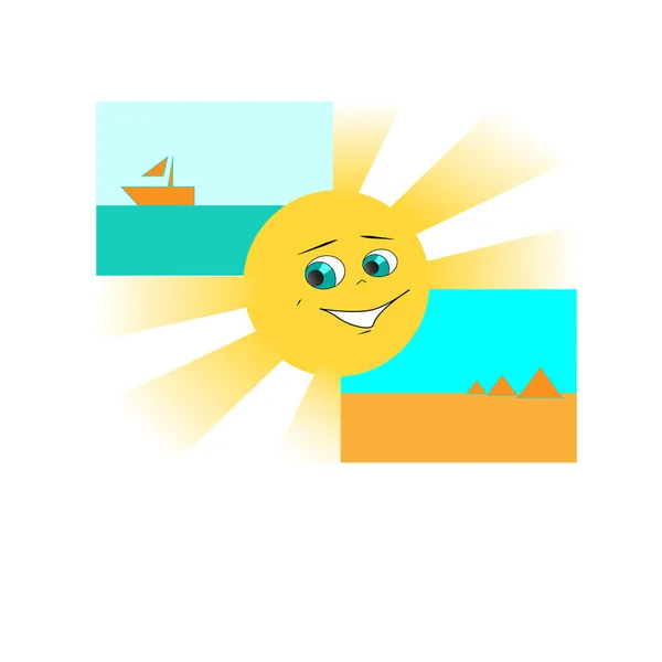 Sun smiling tourist — Stock Vector