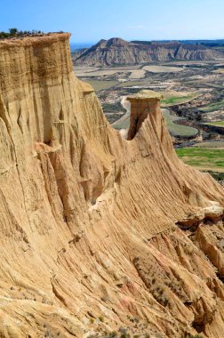 Las Bardenas Reales 'teki peri bacası, Doğal Rezerv ve Biyosfer Rezervi, Navarra, İspanya