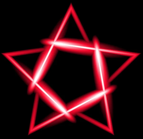 Red neon five-pointed star, black background — Stock Vector