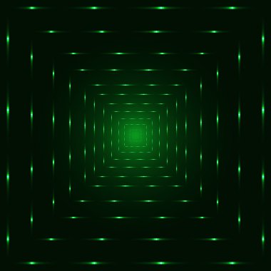 Yeşil neon lazer perspektif tünel