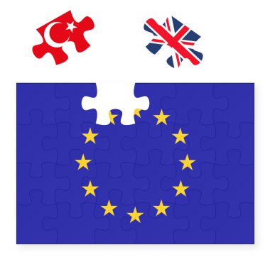 İngiltere İngiltere parçalı bulmaca parça, Brexit, AB günbatımı, Türkiye'de, yedek eksik Avrupa Birliği bayrağı