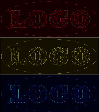 Lazer ışınları neon logo koymak, kırmızı, altın, mavi sürüm