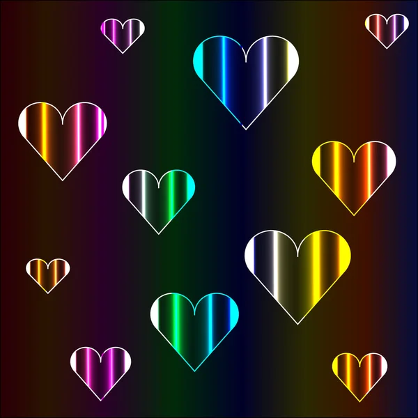 Neon hearts — Stock Vector