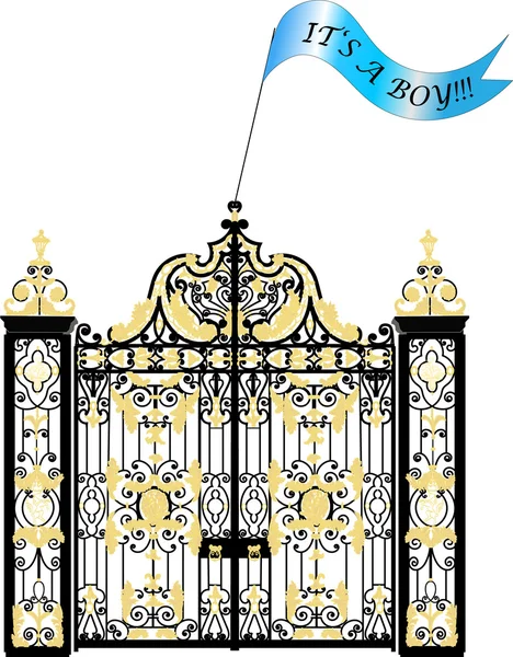 Puerta del palacio de Kensington con un anuncio de bebé real recién nacido — Vector de stock