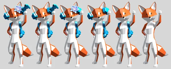 Fox düşük Poli 3d Render beyaz arka plan üzerinde izole.