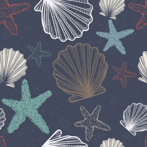 kabukları ve deniz yıldızı ile Seamless Modeli.