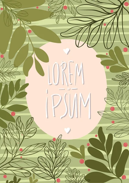 Yaprakları ve yabanmersini şablon kartı.