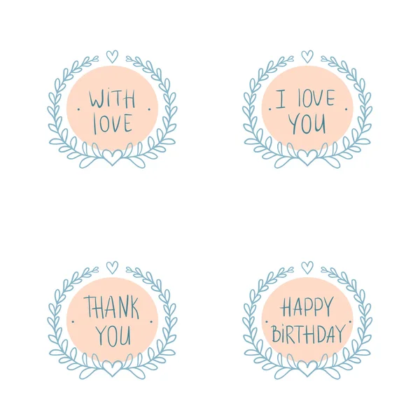 Dört kare çelenk ile metin.