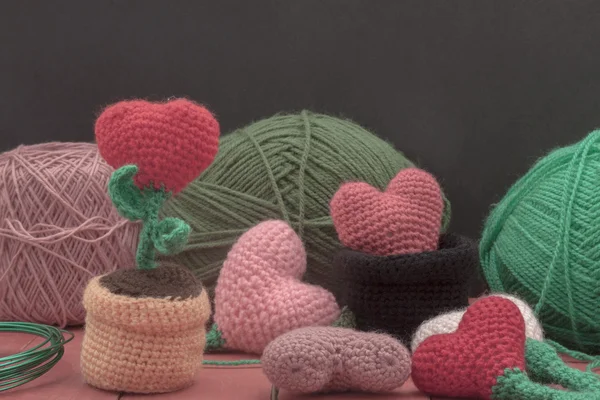 Valentine crochet décorations crochet coeurs — Photo