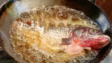 Tavada balık kızartma, Chiangmai Tayland 'da.