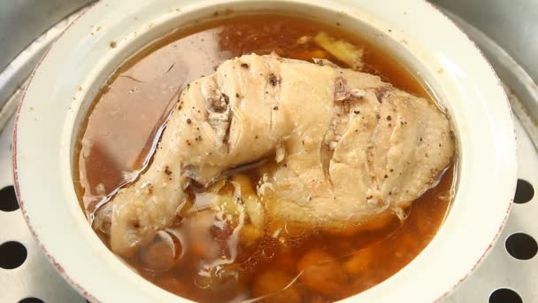Pollo Vapor Tazón Puerta Chiangmai Tailandia — Vídeo de stock