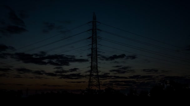 Час Проходження Сходу Сонця Високовольтним Електричним Постом Чіангмай Таїланд — стокове відео