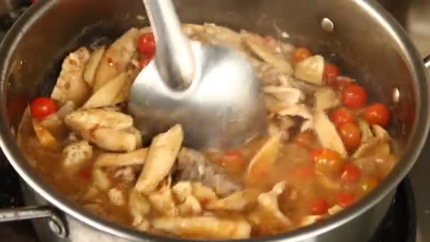 Cooking Sour Soup Made Tamarind Paste Thai Famous Food — Stock Video