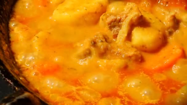 Kari Rebus Dalam Pot Makanan India — Stok Video