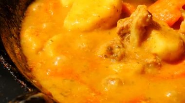 Kari köri tencerede, Hint yemeği.