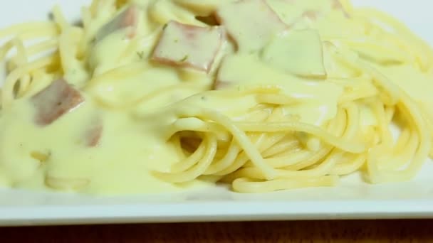 Spaghetti Alla Carbonara Piatto — Video Stock