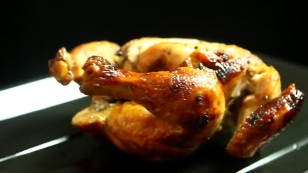 Pieczony Kurczak Talerzu Studio Chiangmai Tajlandii — Wideo stockowe