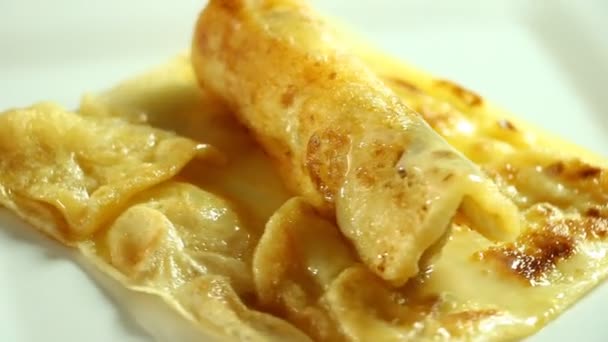 Close Roti Nebo Indické Jídlo Mouky Pouliční Jídlo — Stock video