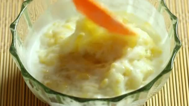 Thai Mung Bohnenpudding Tao Suan — Stockvideo