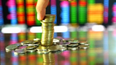 Stüdyo Chiangmai Tayland 'da borsa geçmişi olan madeni paralar.