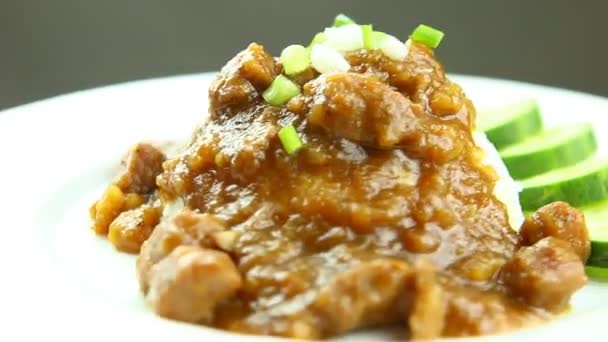Guisado Carne Porco Picada Com Molho Prato Estúdio Chiangmai Tailândia — Vídeo de Stock