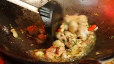 Lezzetli Asya yemeklerinin yakın görüntüsü