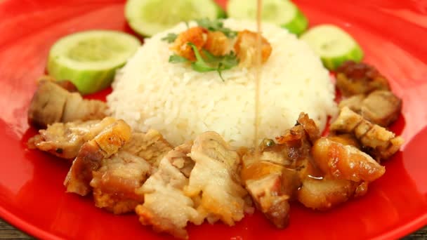 Crispy Pork Sauce Plate Thai Street Food — Stock Video