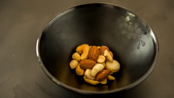 Mixed Nuts Bowl Studio Chiangmai Thailand — Stock Video